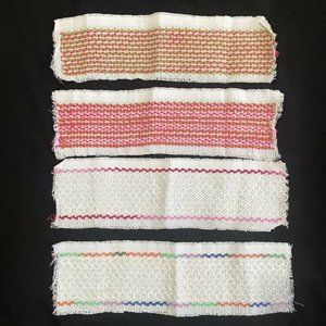 Cross stitched fabric pieces for girl or doll dress Lot Of 4